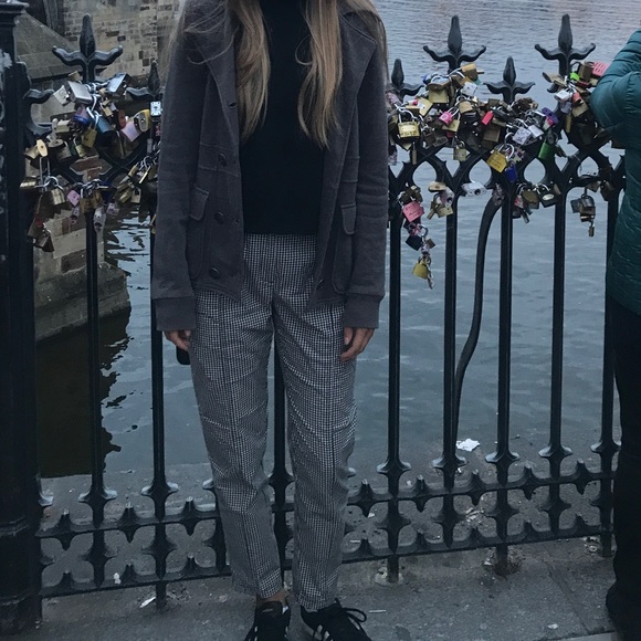 Silence + noise UO lightweight black and white gingham print high rise pants - Picture 5 of 5